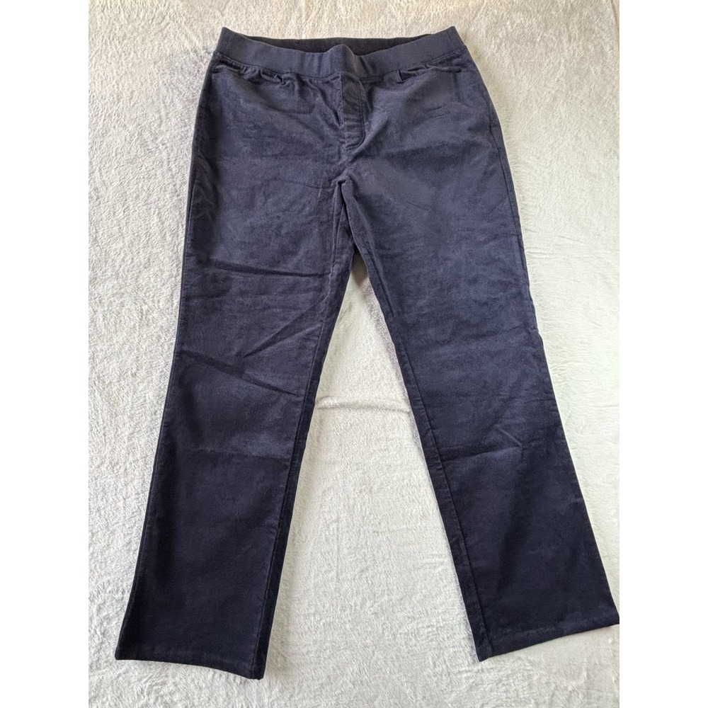 Denim & Co. Women's Stretch Velvet Straight Leg Pull-On Pant Navy